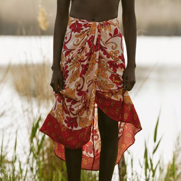 NWT Zara Printed Wrap Midi Skirt - Picture 2 of 10